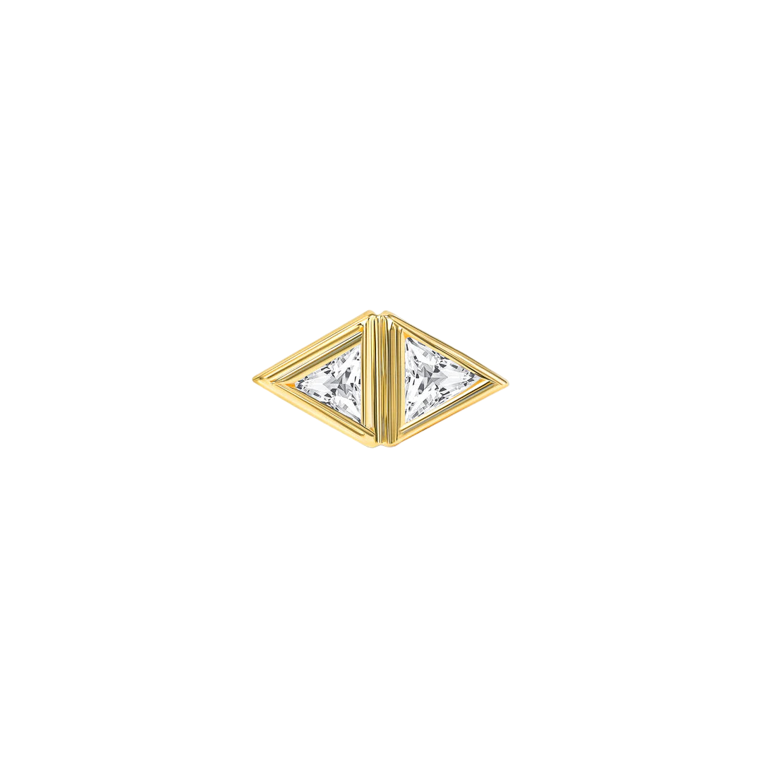 Double Triangle Bezel – 14K/18K Gold Geometric Threadless End