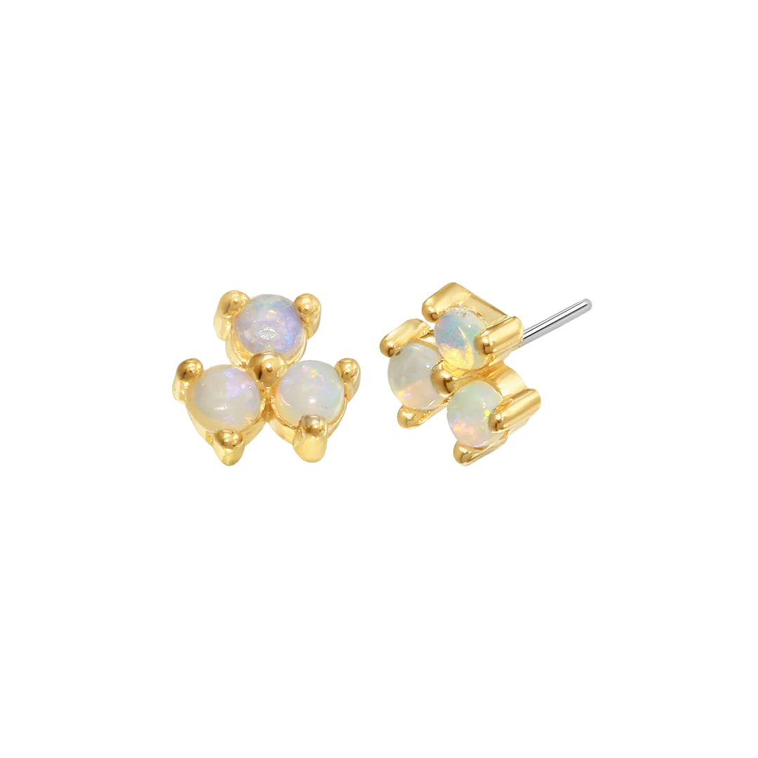 3 Cluster Double Prong – 14K/18K Gold Multi-Gem Threadless End