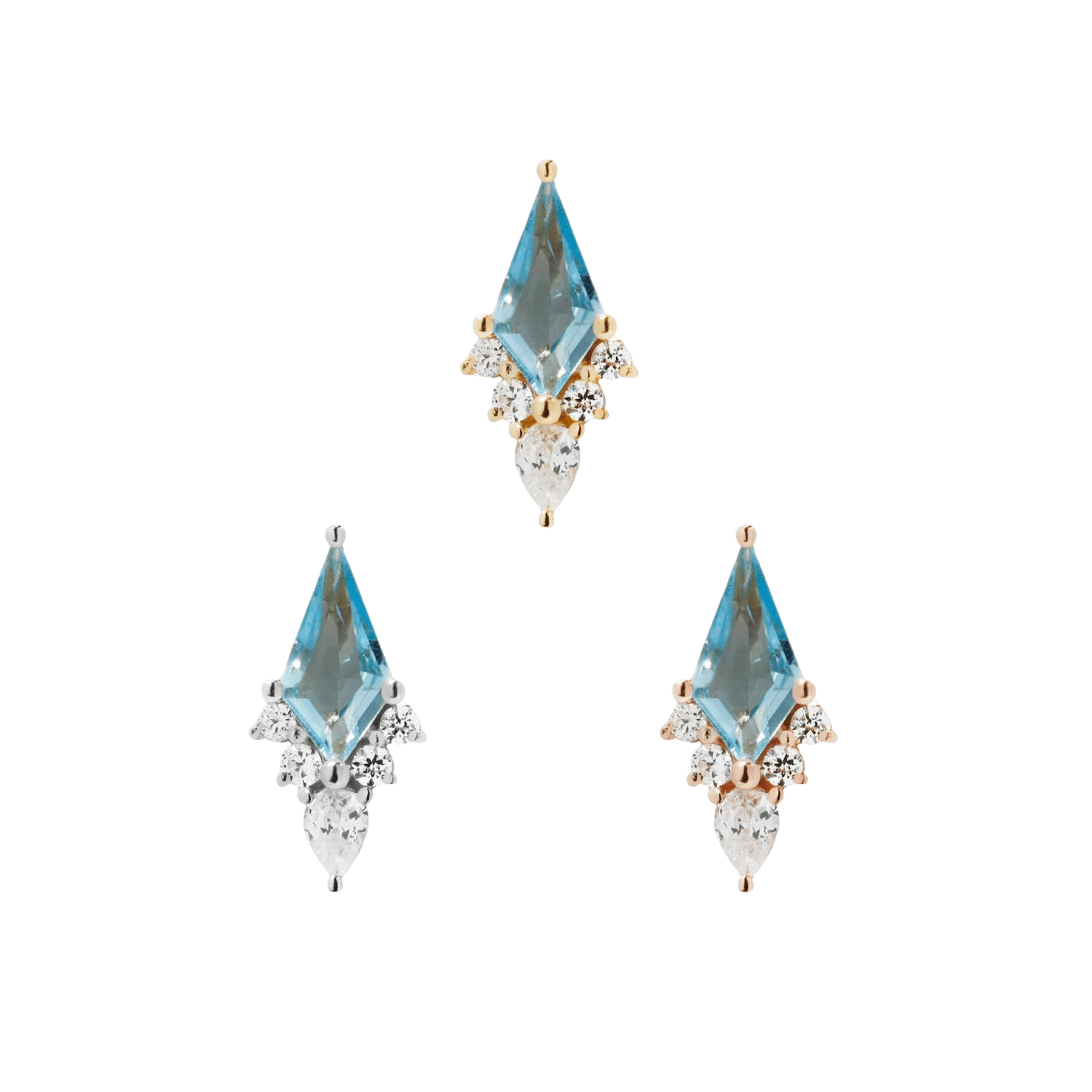 AFTERGLOW - SWISS BLUE TOPAZ + CZ - THREADLESS END piercing-zone.com