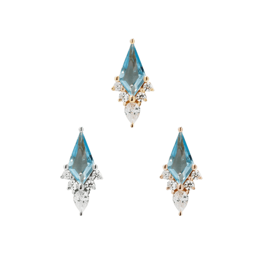 AFTERGLOW - SWISS BLUE TOPAZ + CZ - THREADLESS END piercing-zone.com