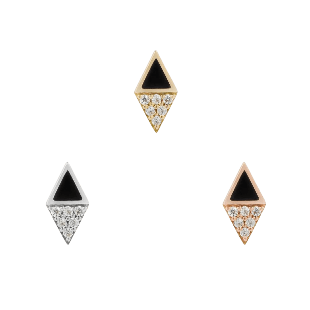 ALMOST FAMOUS - CZ + BLACK AGATE - THREADLESS END piercing-zone.com