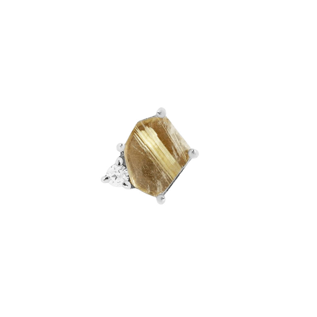 ELICIT - RUTILATED QUARTZ + CZ - THREADLESS END piercing-zone.com