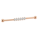 Diamond Line - 14K Gold Gem Straight Barbell