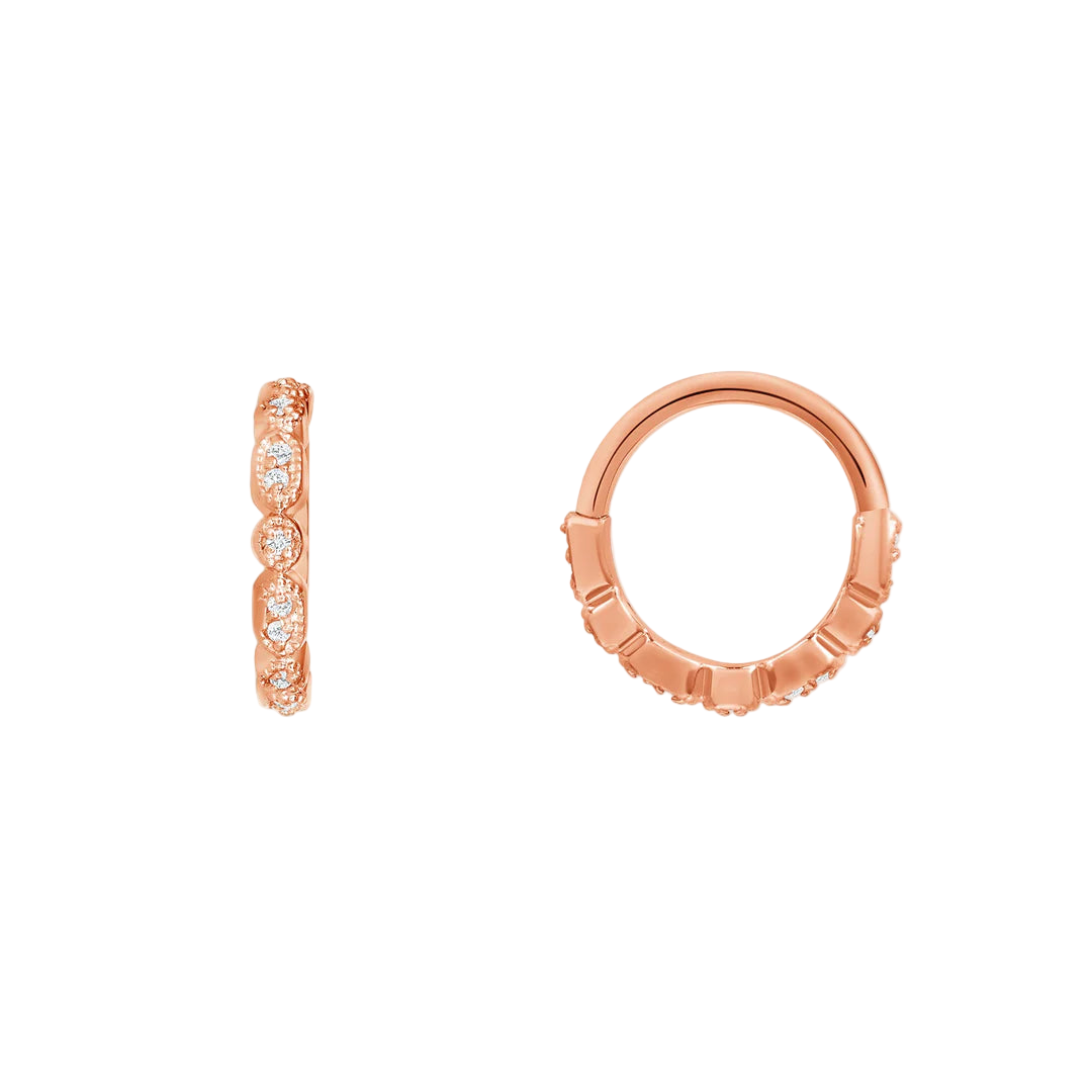 Amelia Seamless Ring – 14K Gold Micro-Gem Arc Design