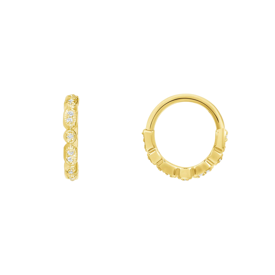 Amelia Seamless Ring – 14K Gold Micro-Gem Arc Design