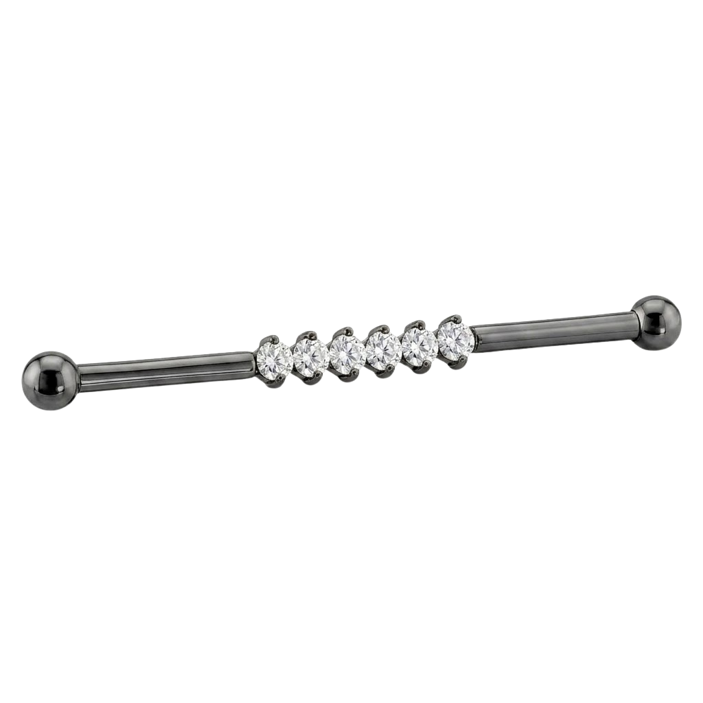 Diamond Line - 14K Gold Gem Straight Barbell