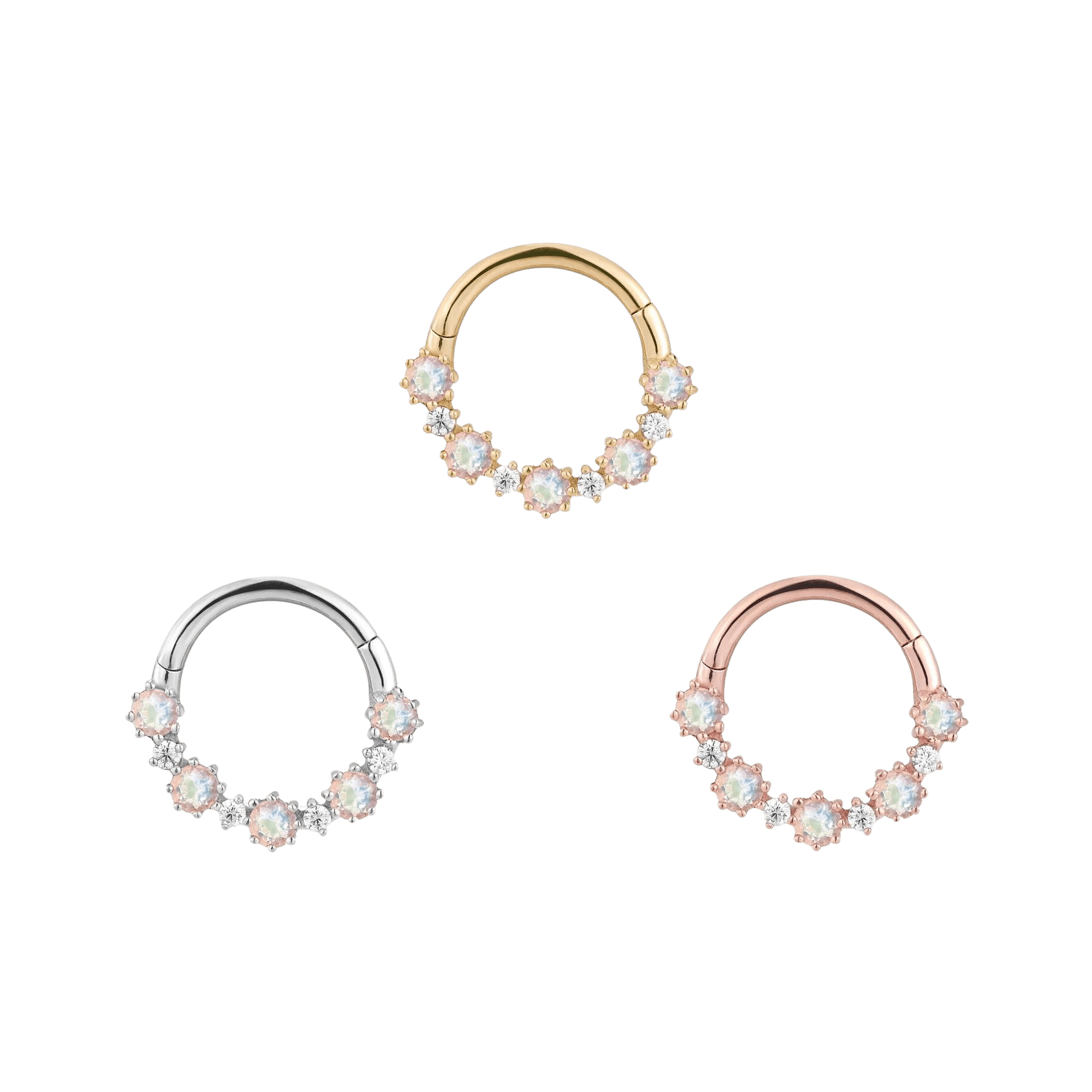 Ariana - Rainbow Moonstone - 14K Gold Clicker