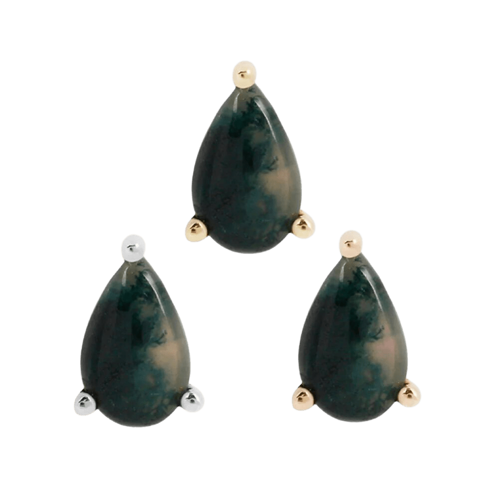 MOSS AGATE PEAR - THREADLESS END piercing-zone.com