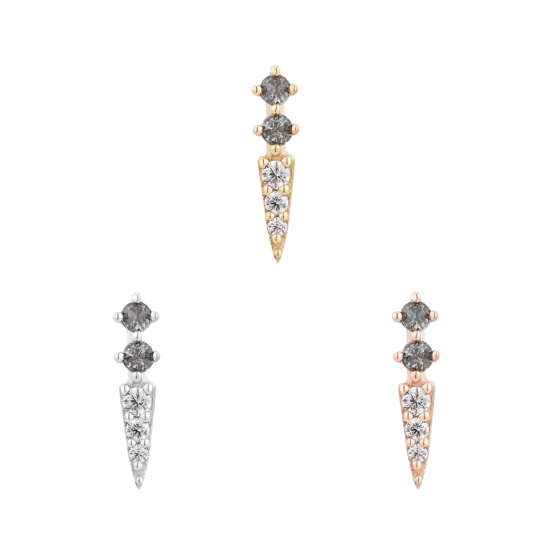 Activated – Grey Diamond & CZ 14K Gold Threadless End