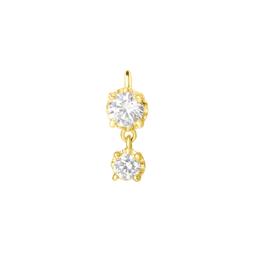 2 Prong – 14K & 18K Gold Gemstone Charm - piercing - zone.com