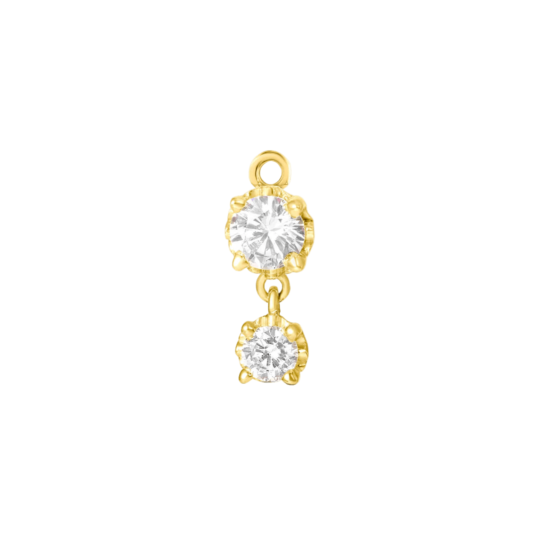 2 Prong – 14K & 18K Gold Gemstone Charm - piercing - zone.com