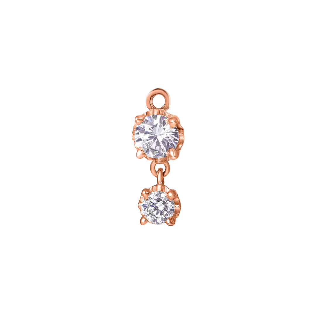2 Prong – 14K & 18K Gold Gemstone Charm - piercing - zone.com
