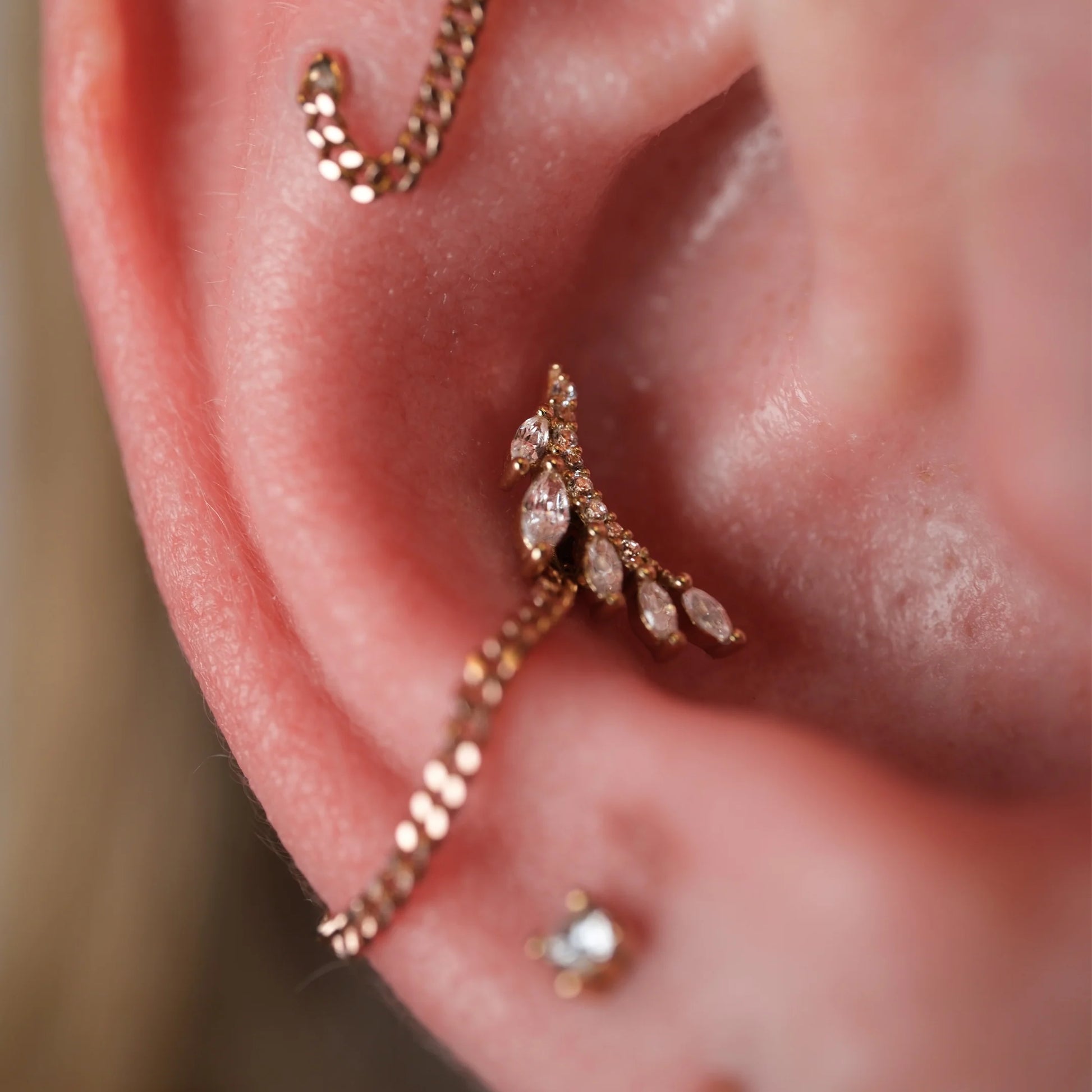 Jardin CZ Threadless End – 14K Gold Marquise Charm