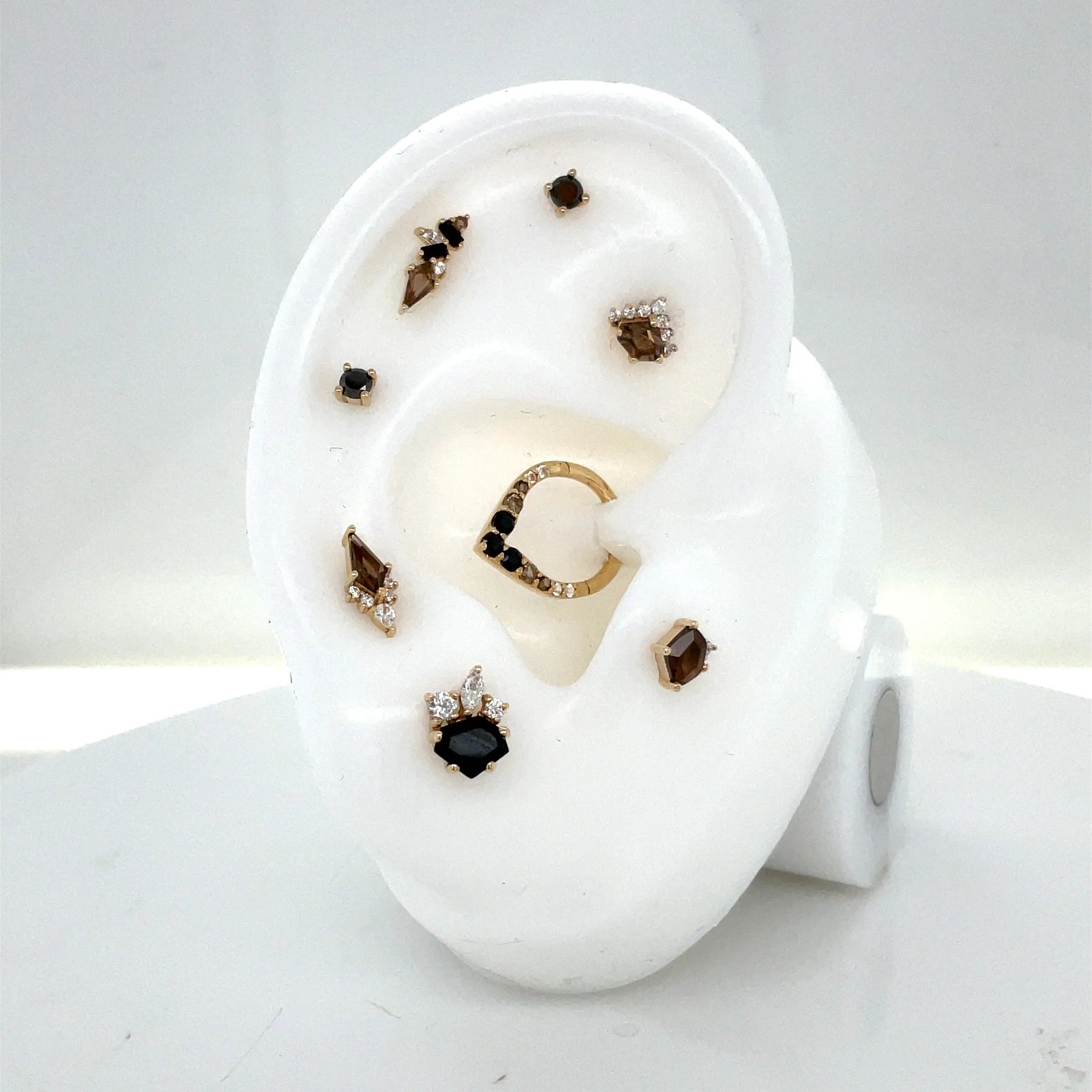 ELICIT - SMOKEY QUARTZ + CZ - THREADLESS END piercing-zone.com
