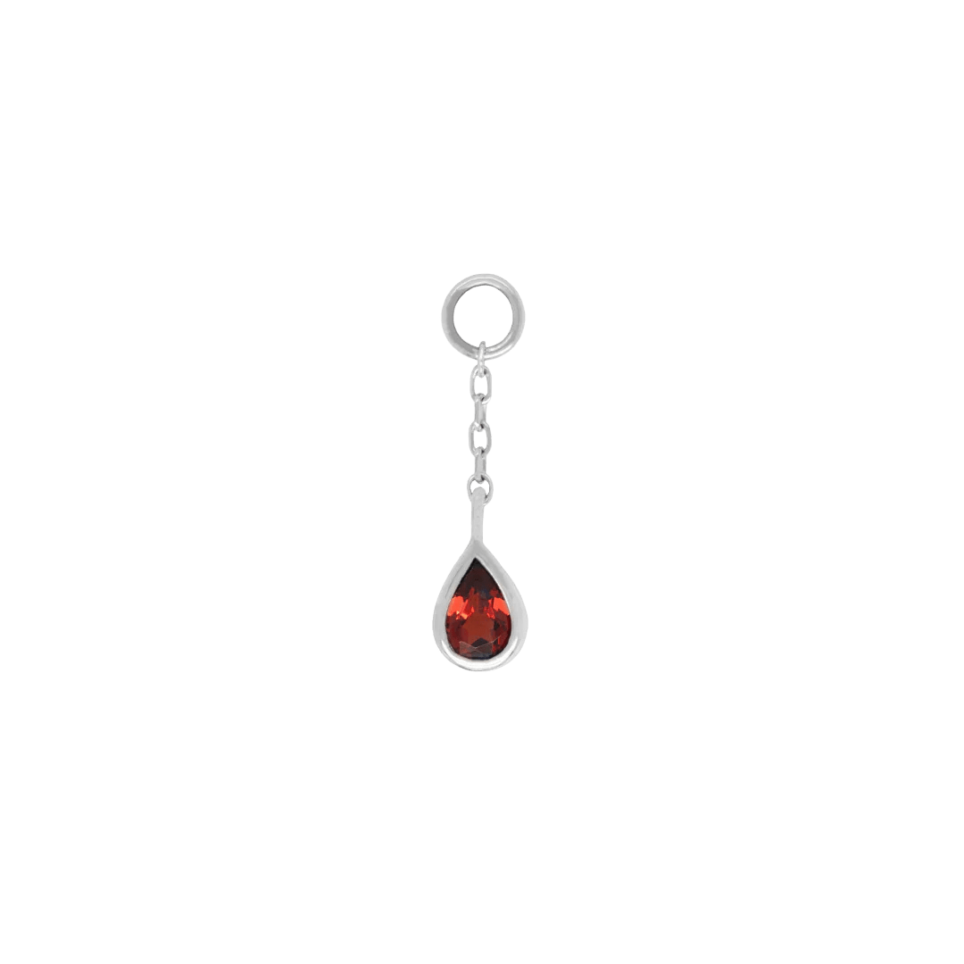 Concorde Garnet & Chain Charm – 14K Gold for Seam Rings & Ends