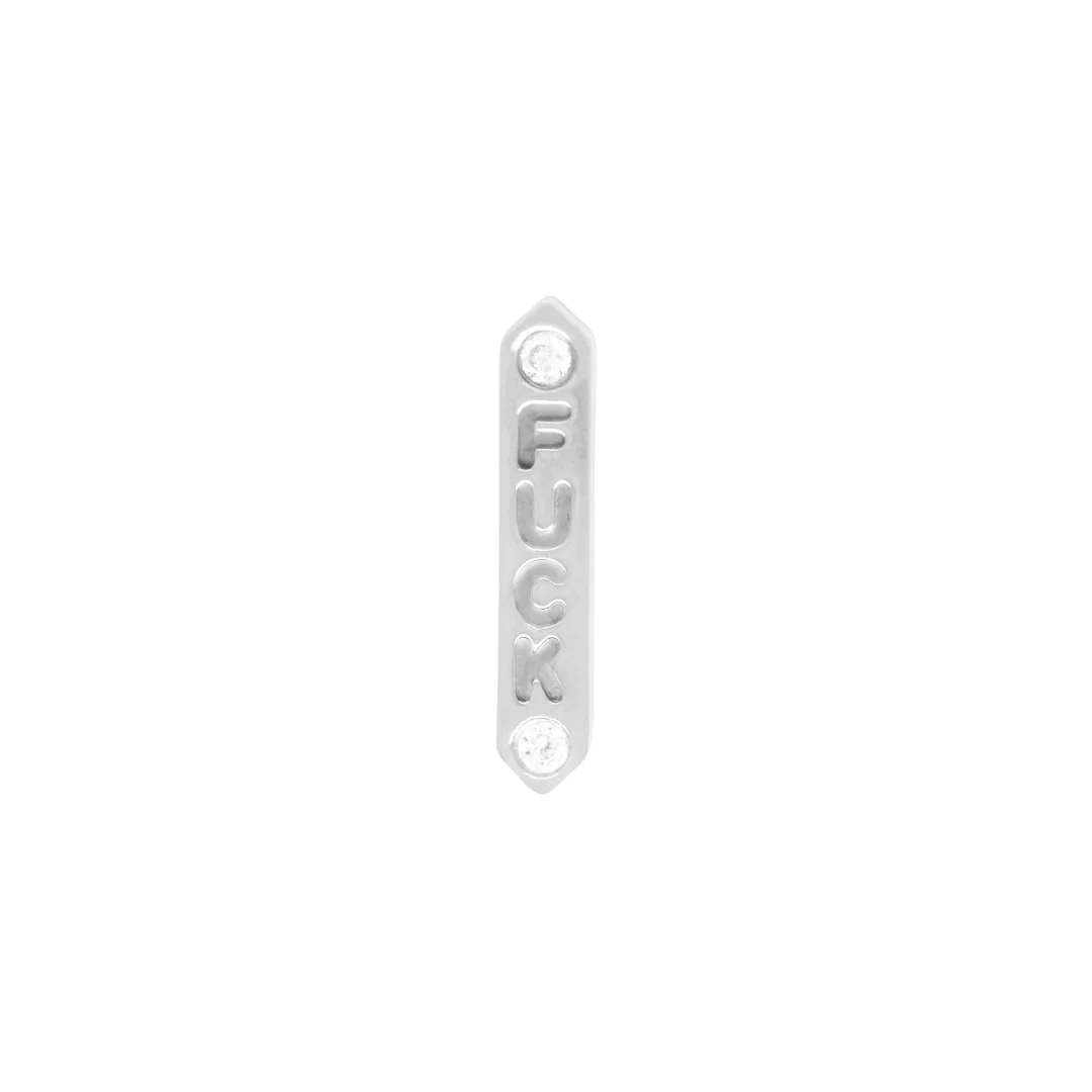 "FUCK" Diamond Threadless End – 14K Gold & Genuine Diamonds