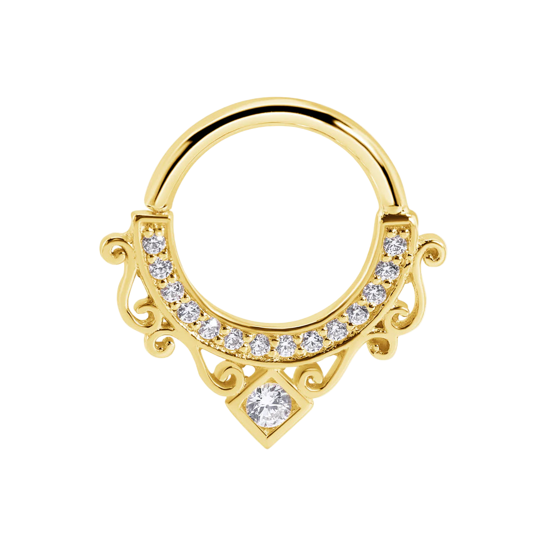 Amara Seamless Ring – 14K Gold Cup & Divot Design