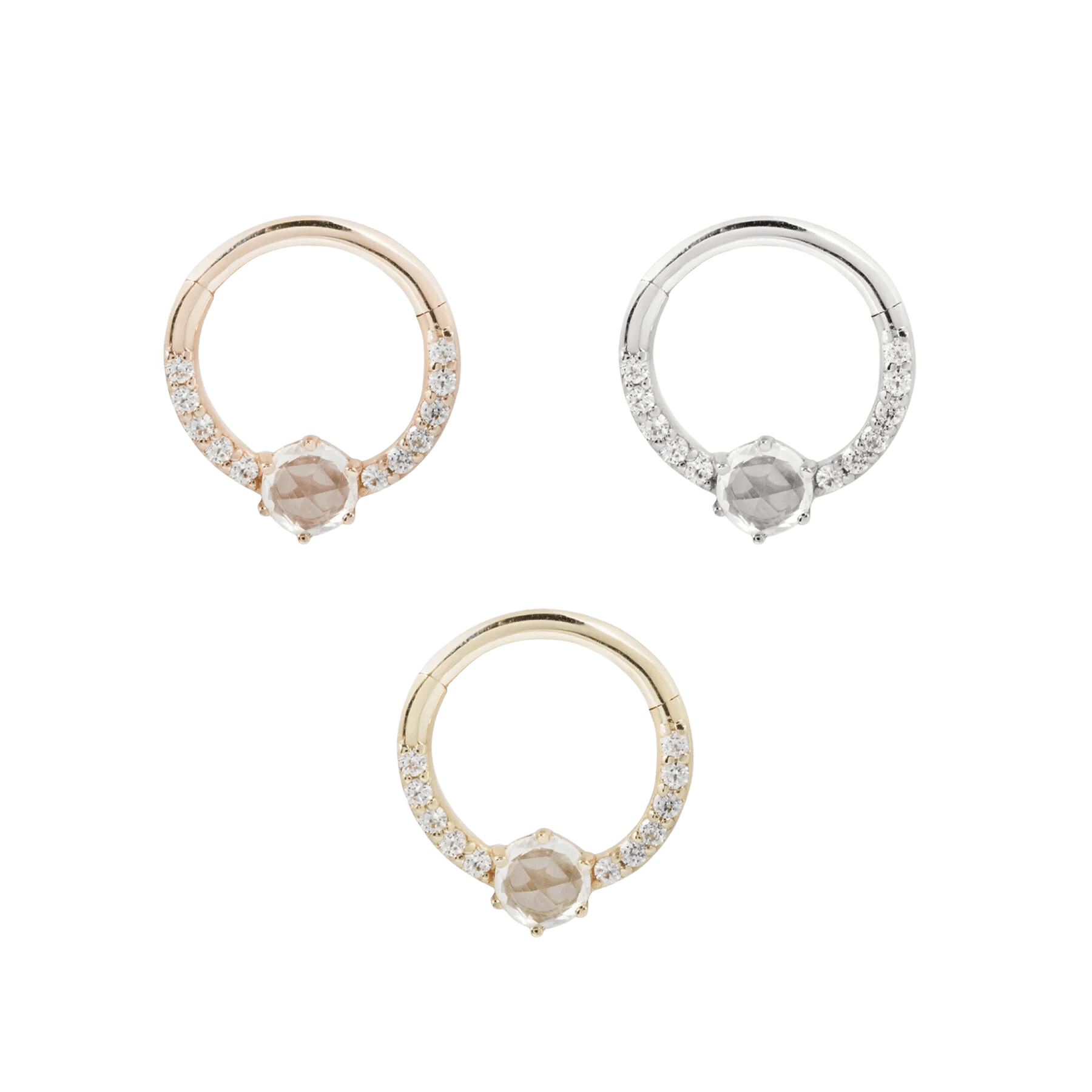 TINSLEY - CZ + WHITE SAPPHIRE - SOLID 14KT GOLD CLICKER piercing-zone.com