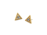 Beaded Triangle With Gem – 14K/18K Gold Threadless End