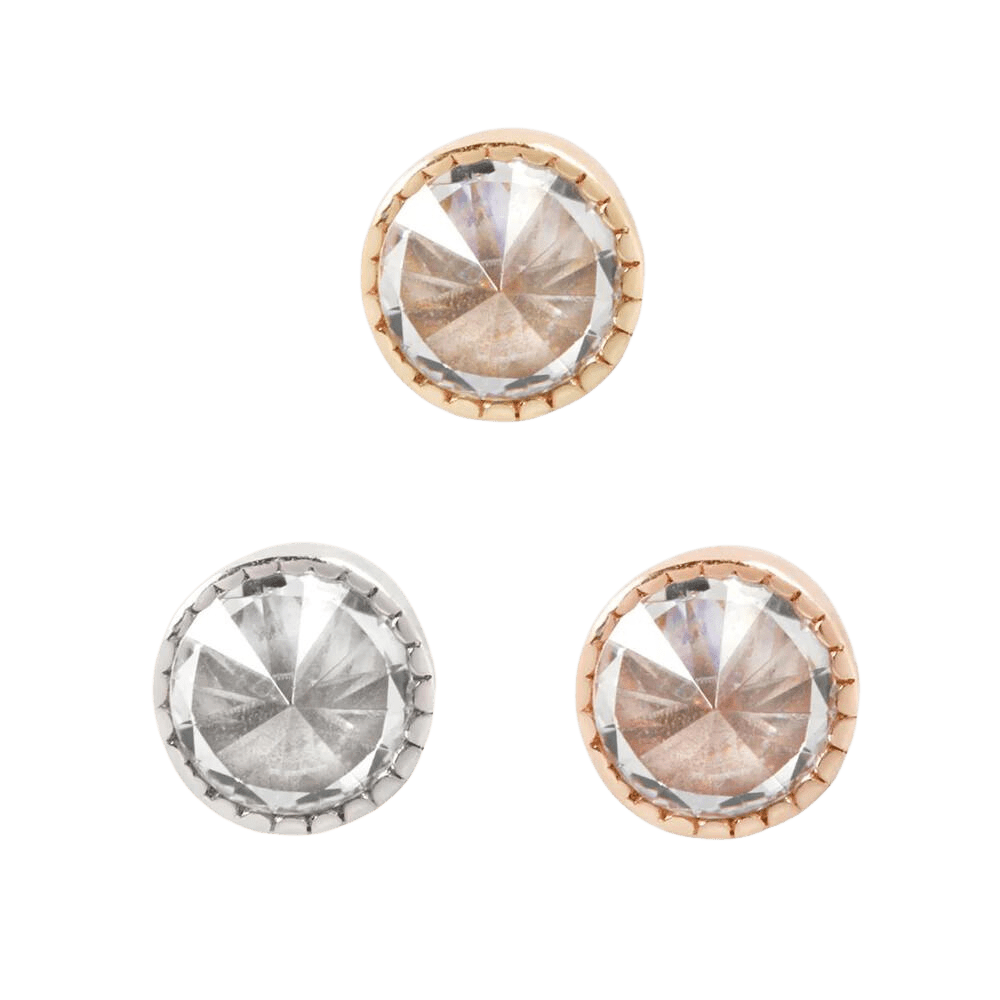 MILGRAIN REVERSE SET CZ - THREADLESS END piercing-zone.com