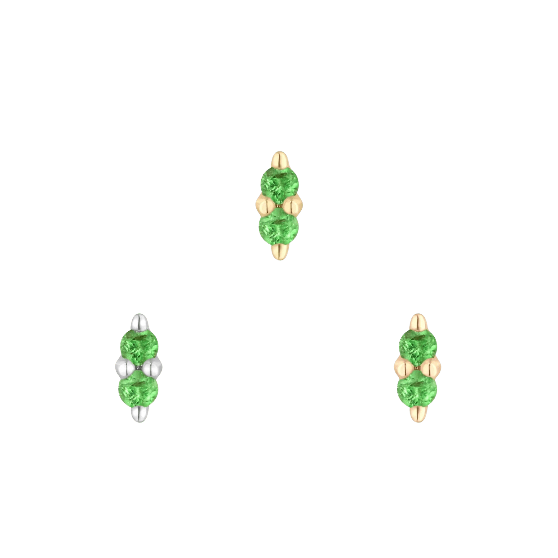 MISHKA PRONG 2 - TSAVORITE - THREADLESS END piercing-zone.com