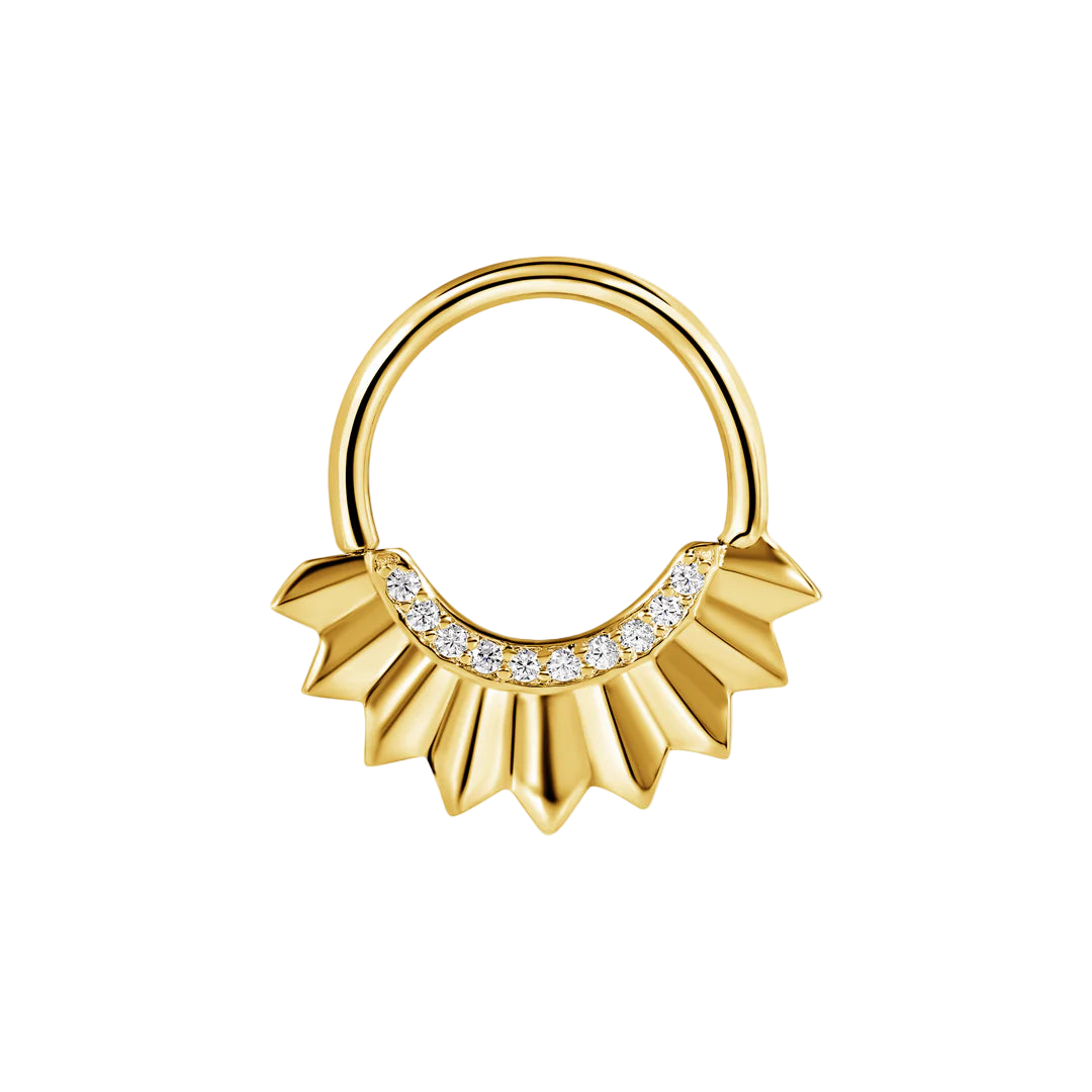 Apollo Seamless Ring – 14K Gold Ten-Gem Micro Pavé Design