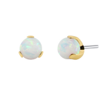 3-Prong Faux-pal - 18K Gold Opal Threadless/Threaded End - piercing - zone.com