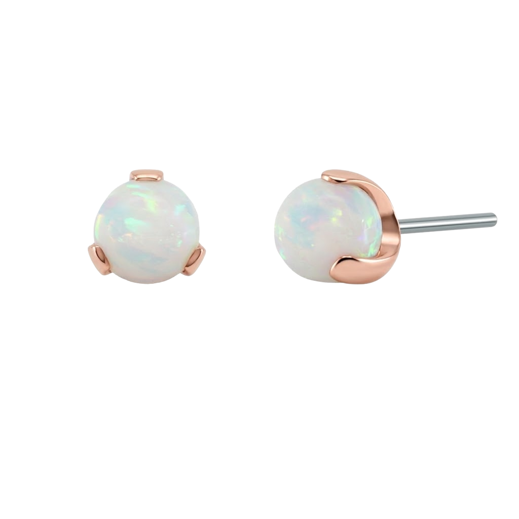 3-Prong Faux-pal - 18K Gold Opal Threadless/Threaded End - piercing - zone.com