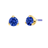 3-Prong Gem - 18K Gold Genuine Gem Threadless/Threaded End - piercing - zone.com