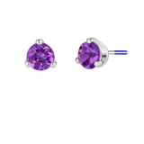 3-Prong Gem - 18K Gold Genuine Gem Threadless/Threaded End - piercing - zone.com