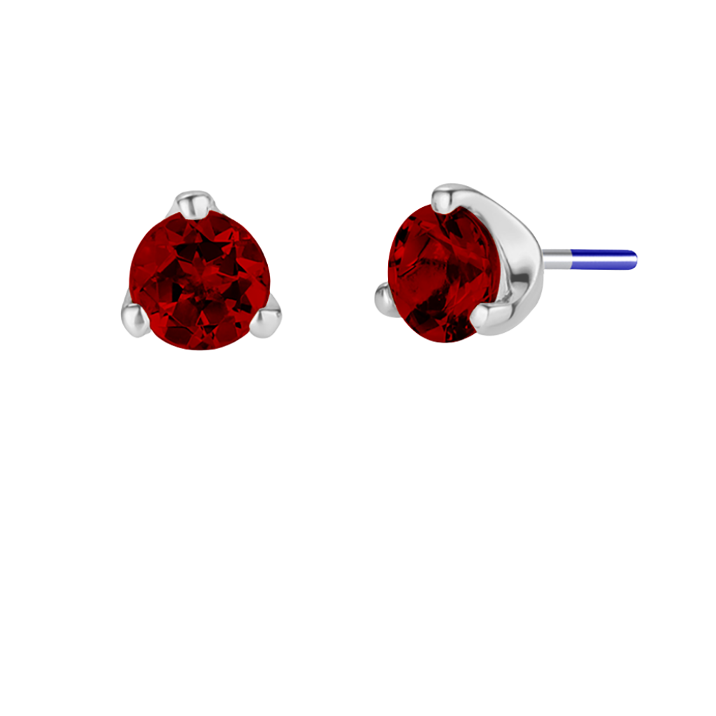 3-Prong Gem - 18K Gold Genuine Gem Threadless/Threaded End - piercing - zone.com