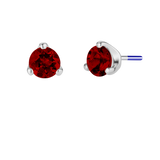 3-Prong Gem - 18K Gold Genuine Gem Threadless/Threaded End - piercing - zone.com