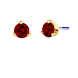 3-Prong Gem - 18K Gold Genuine Gem Threadless/Threaded End - piercing - zone.com