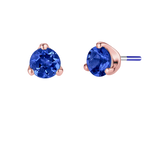 3-Prong Gem - 18K Gold Genuine Gem Threadless/Threaded End - piercing - zone.com