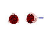 3-Prong Gem - 18K Gold Genuine Gem Threadless/Threaded End - piercing - zone.com
