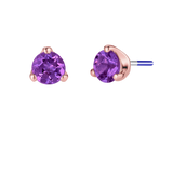 3-Prong Gem - 18K Gold Genuine Gem Threadless/Threaded End - piercing - zone.com