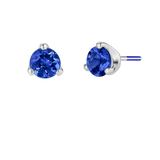 3-Prong Gem - 18K Gold Genuine Gem Threadless/Threaded End - piercing - zone.com