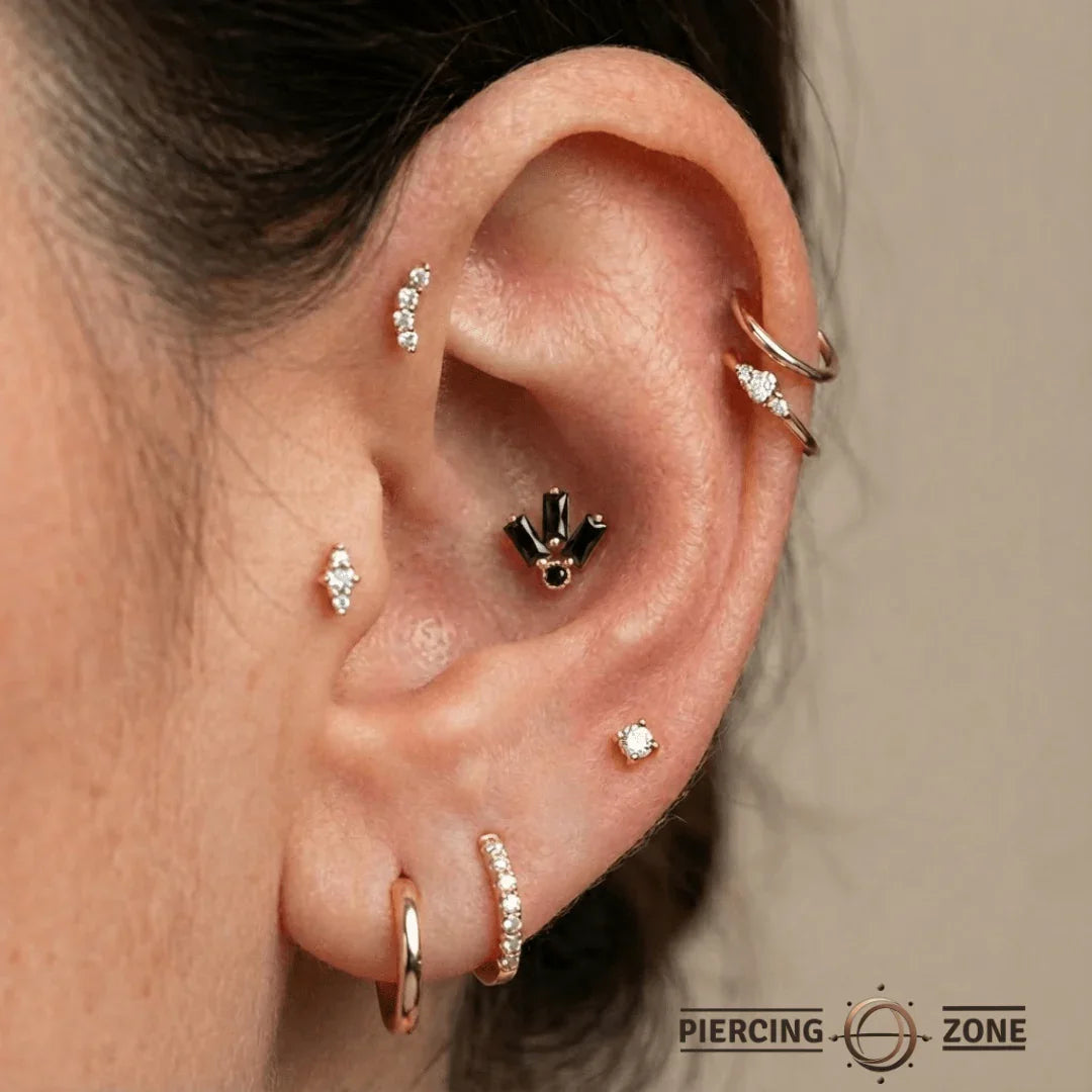 3 Baguette – 14K/18K Gold Multi - Baguette Threadless End - piercing - zone.com