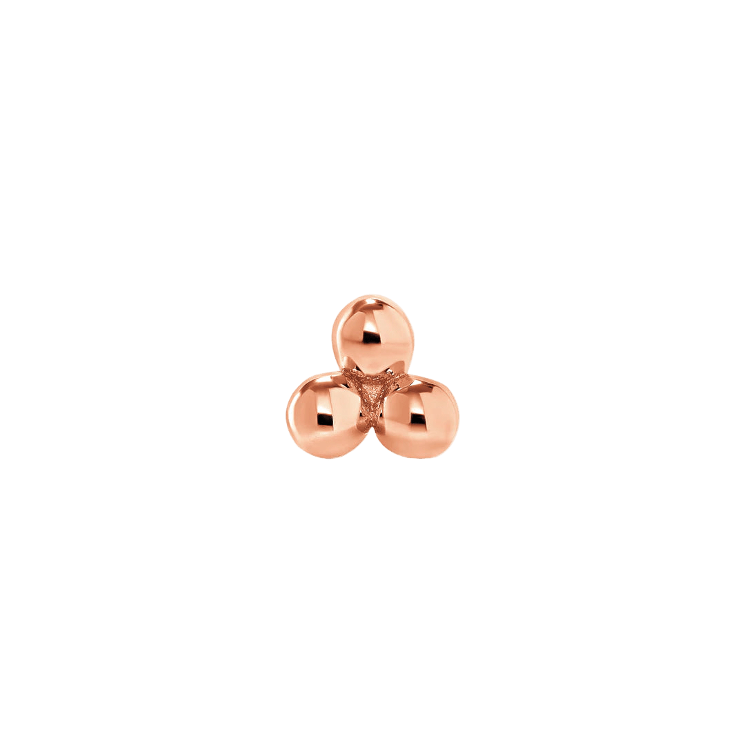 3 Bead Stud – 14K Gold Threadless & Threaded End - piercing - zone.com