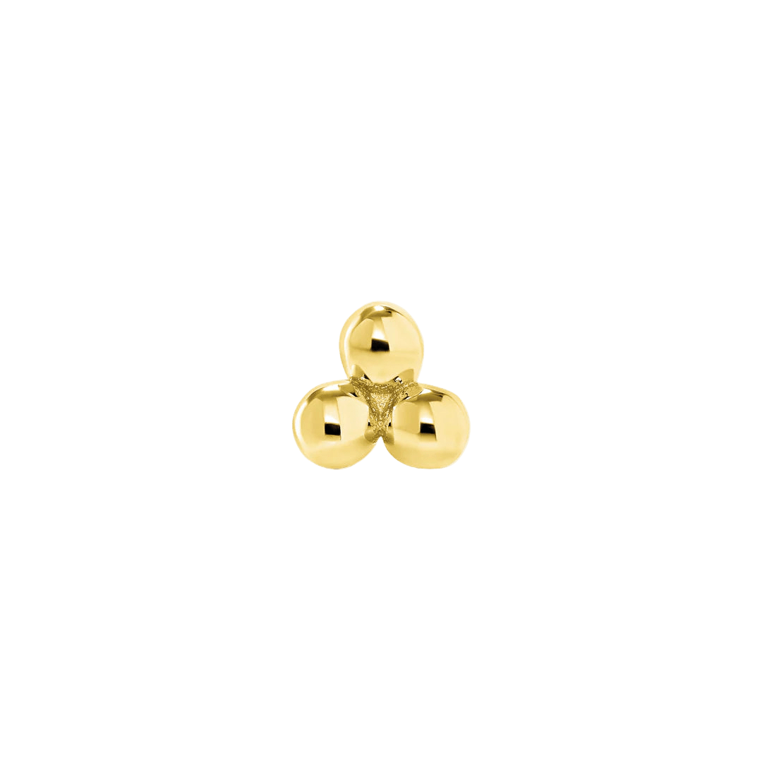 3 Bead Stud – 14K Gold Threadless & Threaded End - piercing - zone.com