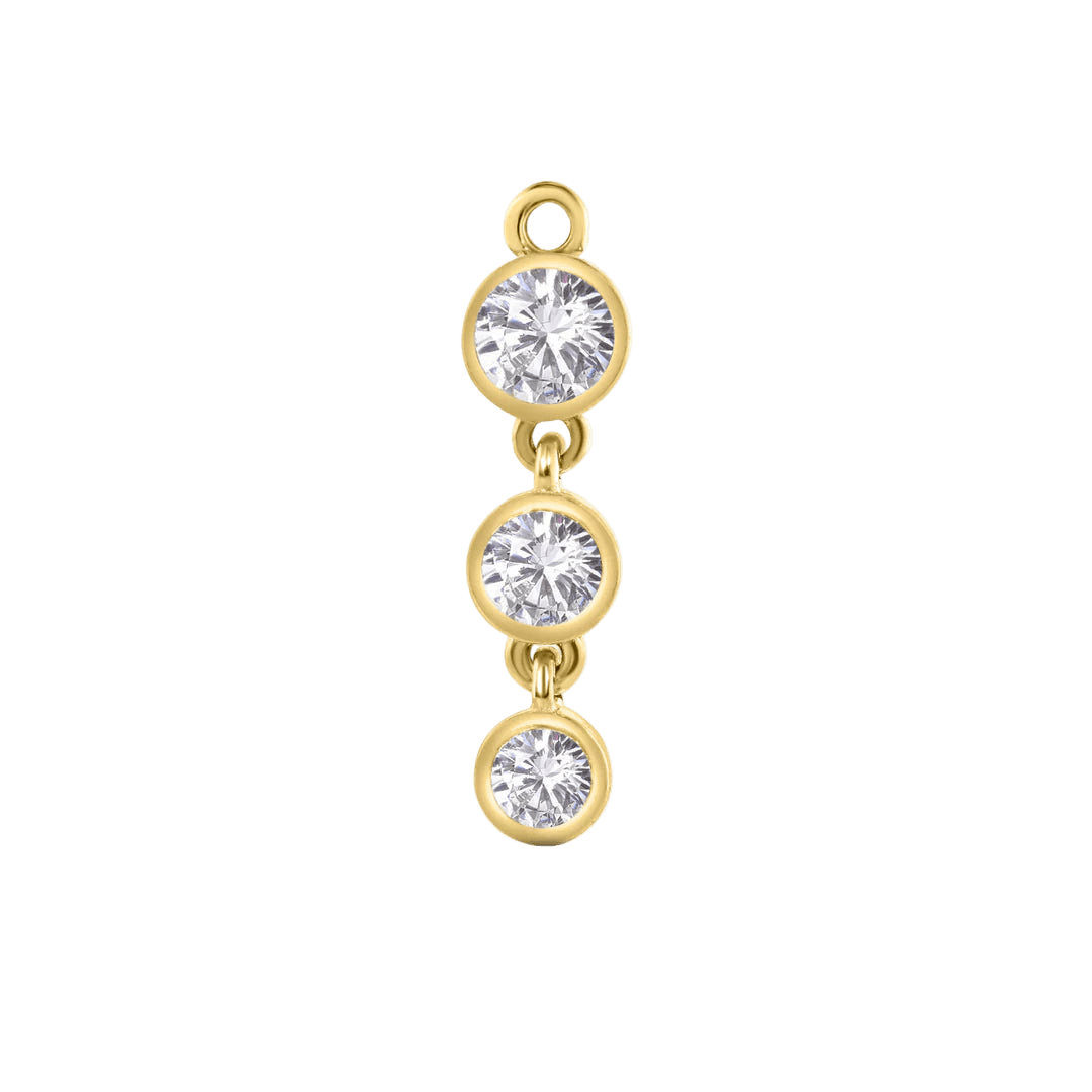 3 Bezel – 14K & 18K Gold Gemstone Charm - piercing - zone.com