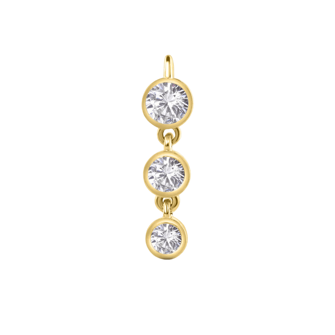 3 Bezel – 14K & 18K Gold Gemstone Charm - piercing - zone.com