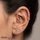 3 Bezel London Blue Topaz Chain – 14K Gold Dangle - piercing - zone.com