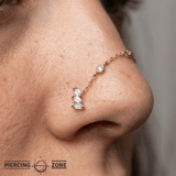 3 Bezel London Blue Topaz Chain – 14K Gold Dangle - piercing - zone.com