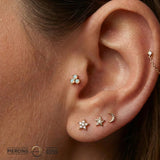 3 Cluster Double Prong – 14K/18K Gold Multi - Gem Threadless End - piercing - zone.com