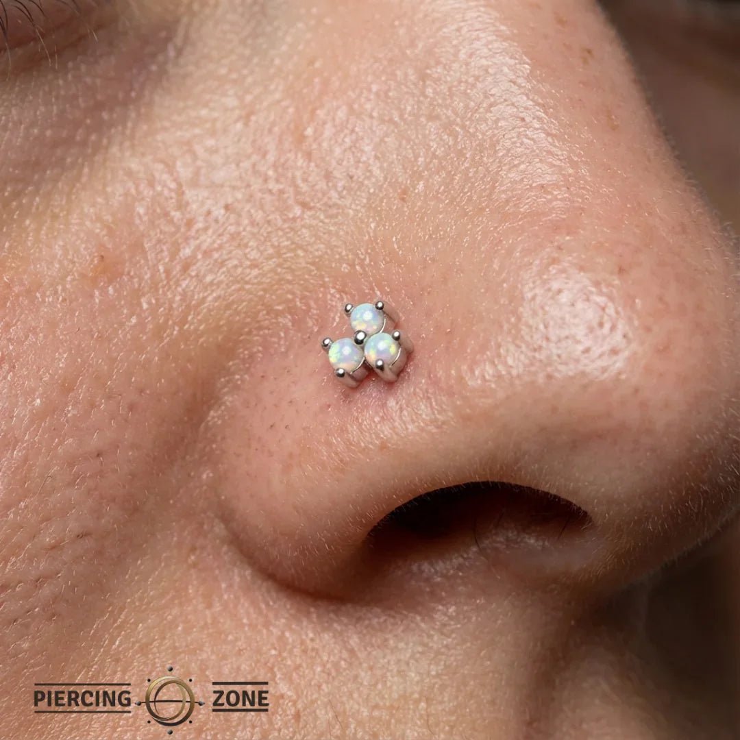 3 Cluster Double Prong – 14K/18K Gold Multi - Gem Threadless End - piercing - zone.com