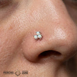 3 Cluster Double Prong – 14K/18K Gold Multi - Gem Threadless End - piercing - zone.com