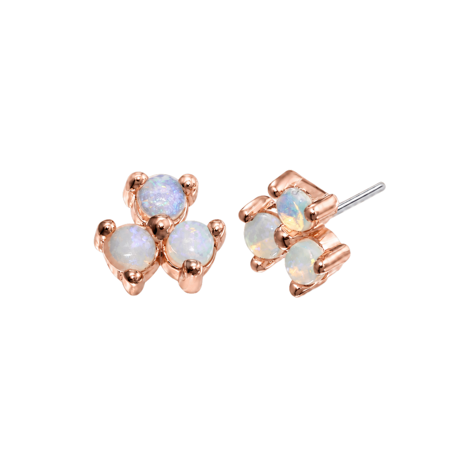 3 Cluster Double Prong – 14K Gold Threadless/Threaded End
