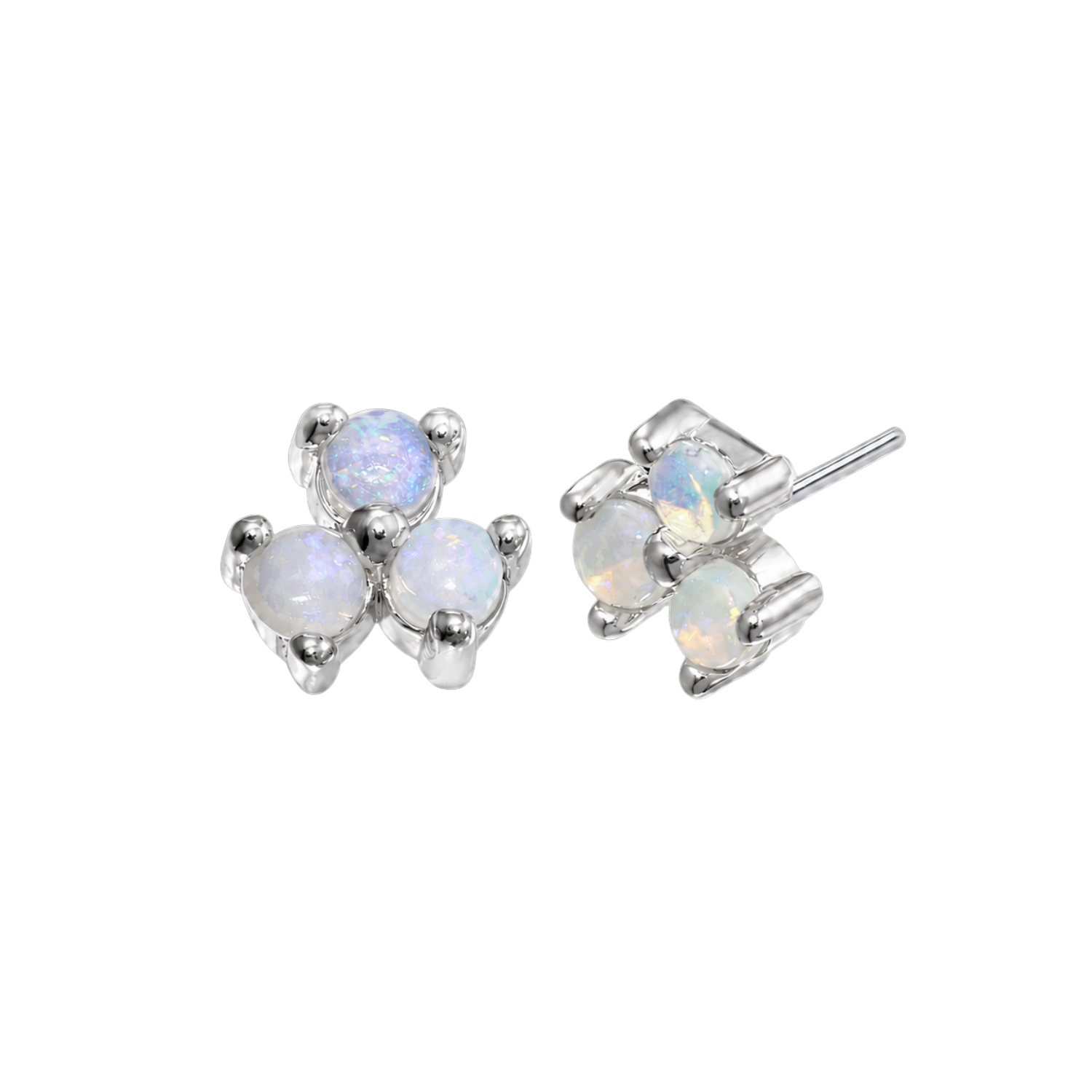 3 Cluster Double Prong – 14K Gold Threadless/Threaded End