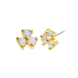 3 Cluster Double Prong – 14K Gold Threadless/Threaded End